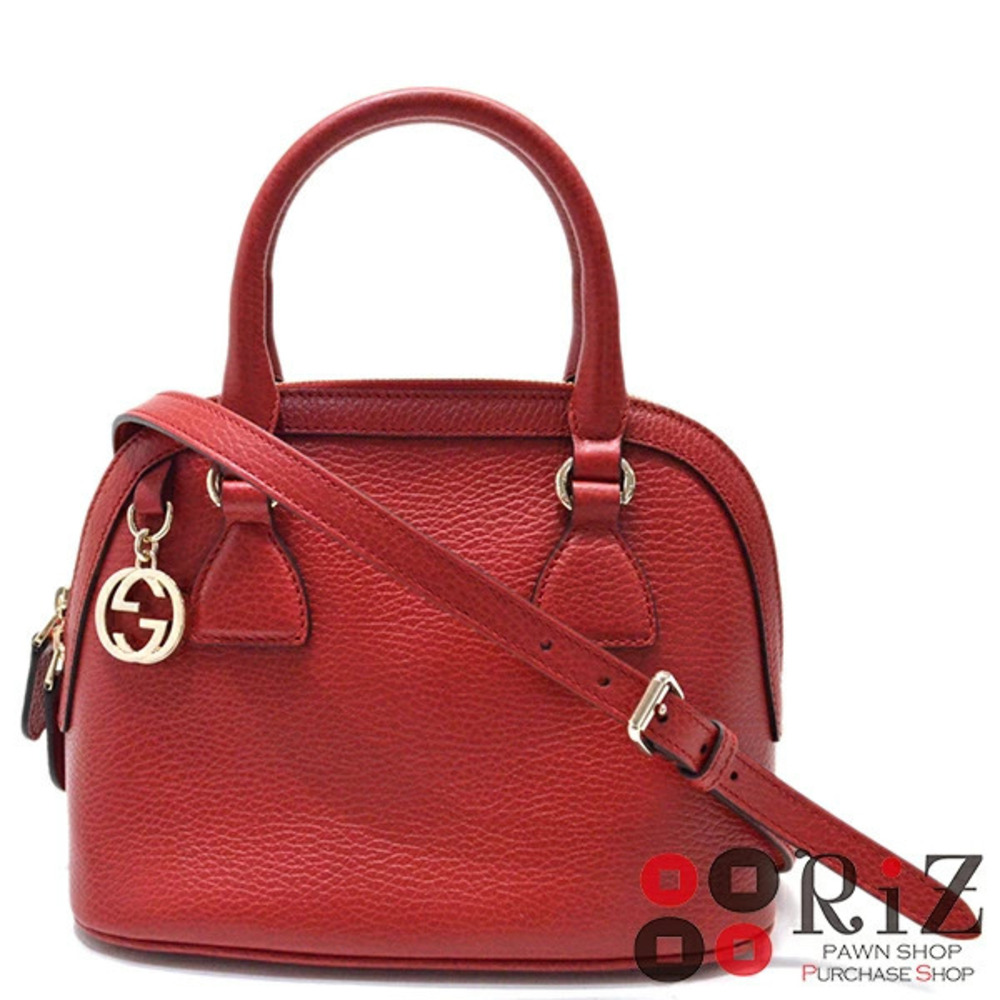 GUCCI Logo Charm Shoulder Bag Messenger Red